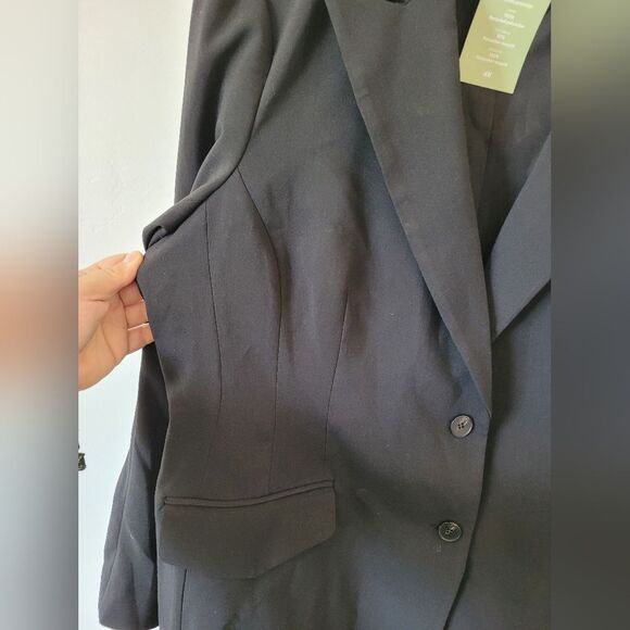 NEW H&M Oversized Blazer Jacket Black Womens Plus Size XXL Office Workwear - Picture 10 of 16